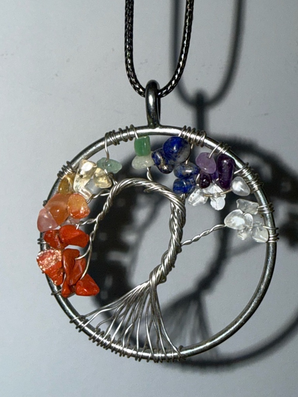 Handmade Multicolor Chakra Tree of Life Pendant